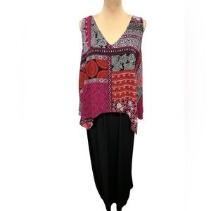 Catherines Women's Size 0X - 14/16W Sleeveless Handkerchief Top Maxi Boho Dress